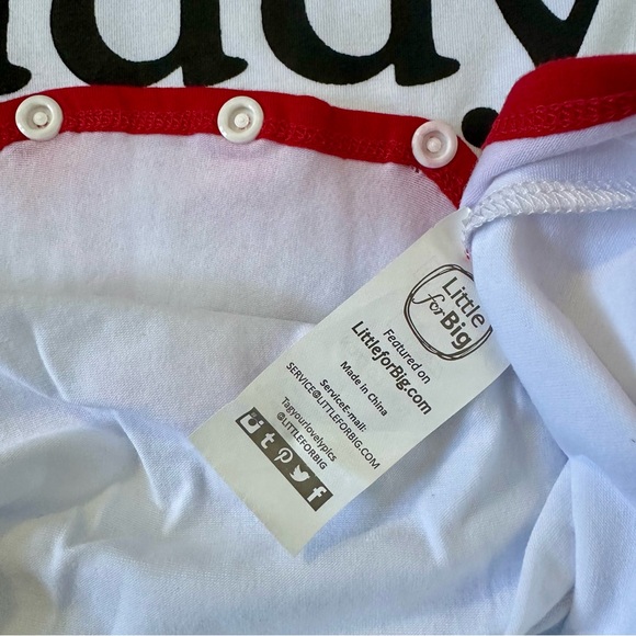 LittleForBig I Love Daddy Ringer Bodysuit Size S Snap Romper - Picture 5 of 9